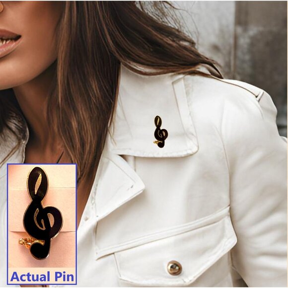 Timeless Elegance Musical Y2K Vintage Treble Clef Brooch Singers Conductor Piano - Picture 6 of 9